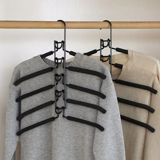 5pcs Heavy Duty Space-Saving Metal Hangers with Non-Slip Foam Pads - Multi-Layer Design for Coats, Sweaters, Suits, and T-Shirts Peaceful Pleasures Health and Wellness