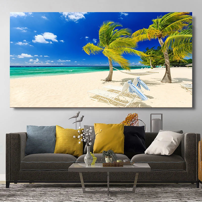 Natural Modern Seascape Wall Pictures Landscape Beach Sea Ocean Canvas Painting Wall Art Posters for Living Room Decor Cuadros Peaceful Pleasures Health and Wellness