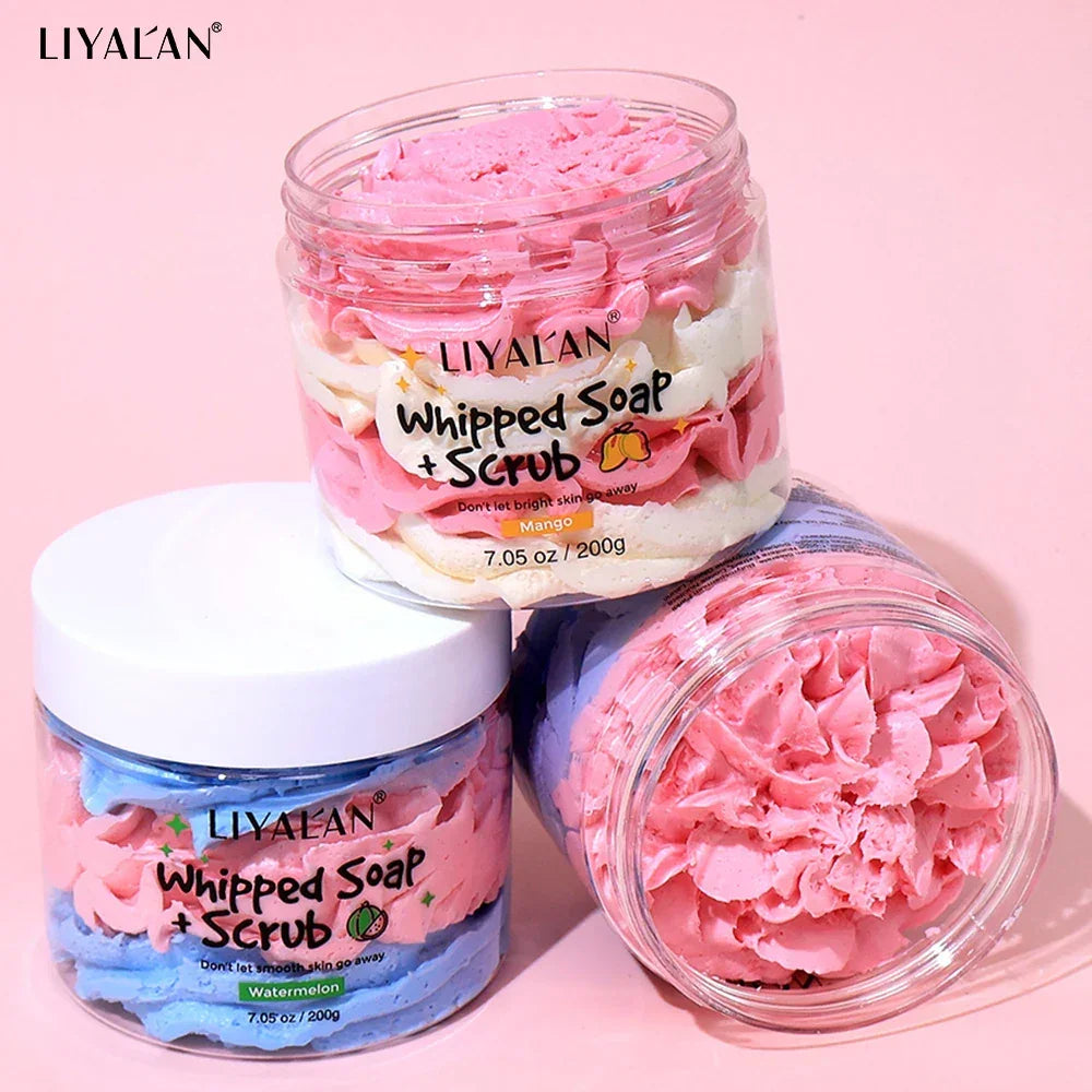 Vegan Whipped Soap & Scrub – Exfoliating Body Wash in Fruity Scents Peaceful Pleasures Health and Wellness