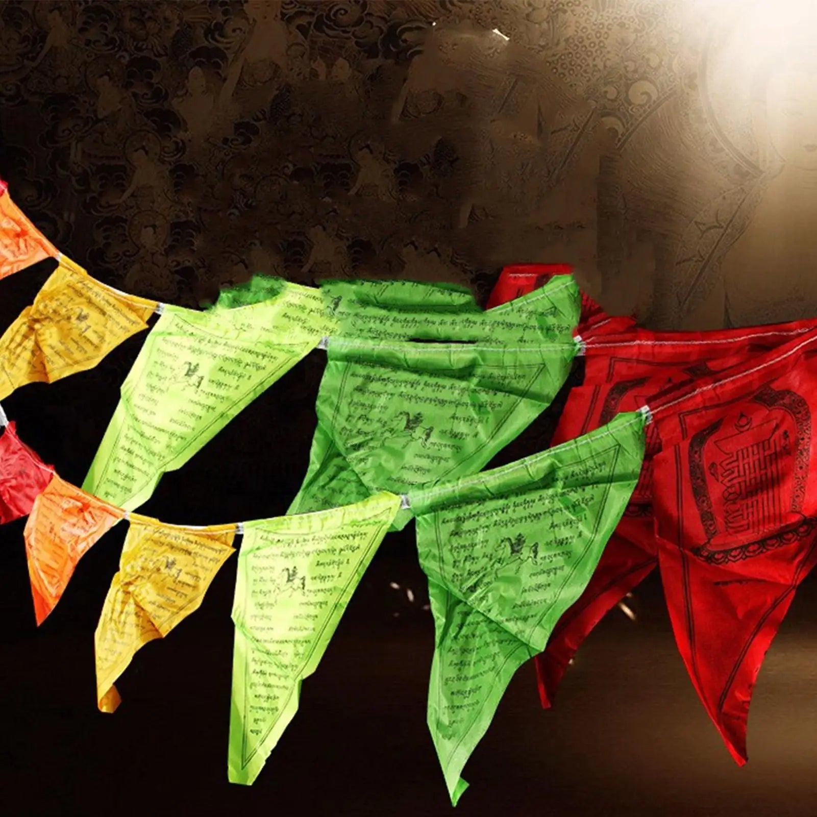 Banner Flags Cultural Display Ornament 19.7inch 25 Pieces Triangle Flag Banner For Outside For Yard Courtyard Garden Playground Peaceful Pleasures Health and Wellness