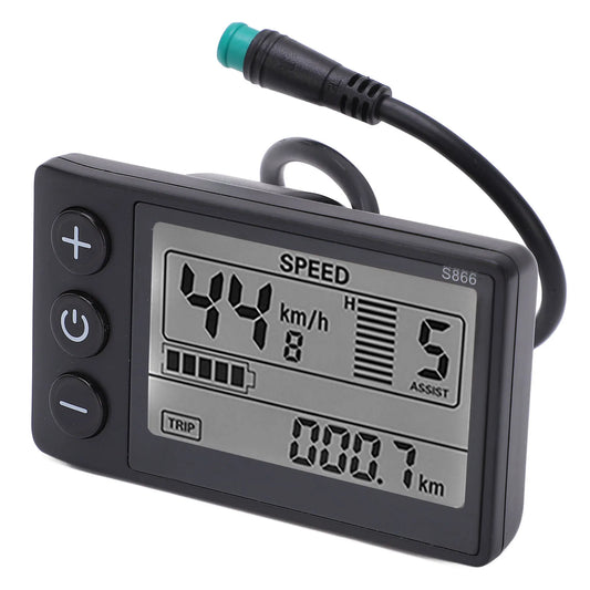 Electric Bike LCD Display Meter Lightweight Electric Bike LCD Display Large Screen ABS 24V 36V 48V for 22.2mm/0.9in Handlebar Peaceful Pleasures Health and Wellness