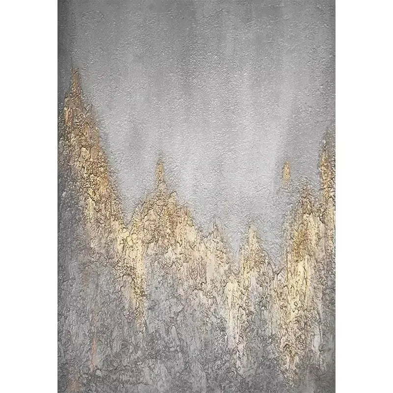 Gray Handmade Abstract Oil Painting on Canvas,Gold Foil Wall Art Decoration Poster Textured Abstract Image Vertical Mural Custom Peaceful Pleasures Health and Wellness No frame 1 100cmx180cm