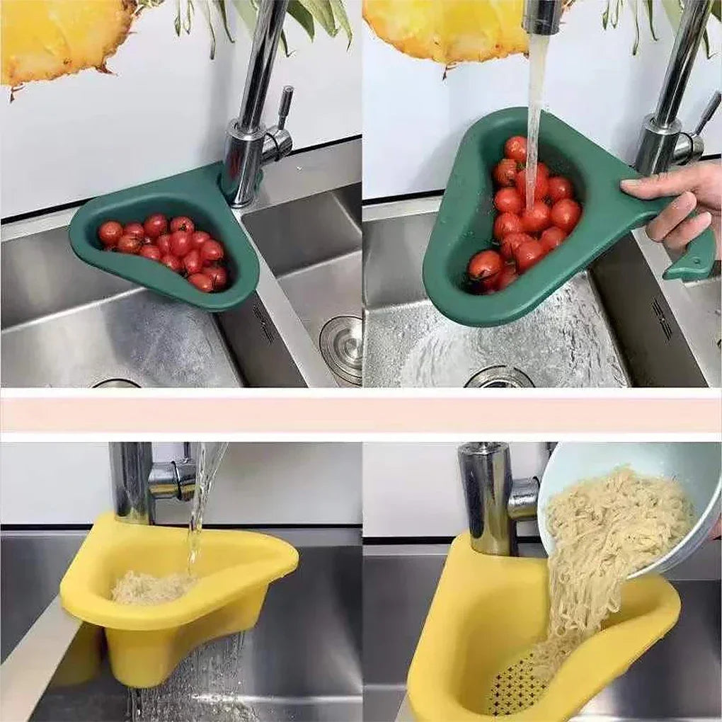 Kitchen Sink Drain Strainer Basket Leftover Garbage Filter Swan Shape Hanging Vegetable Washing Drainer Triangular Storage Rack Peaceful Pleasures Health and Wellness