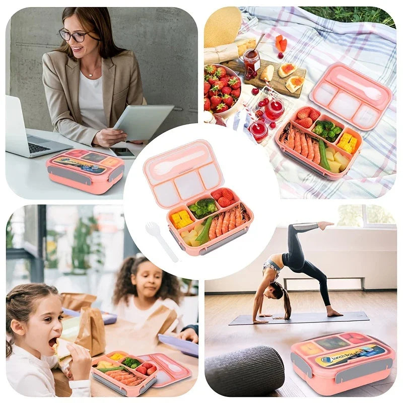 1PC Four grid plastic lunch box 1300ML,student office lunch box,Sealed Leak Proof And Easy To Clean Student Bento Box Peaceful Pleasures Health and Wellness