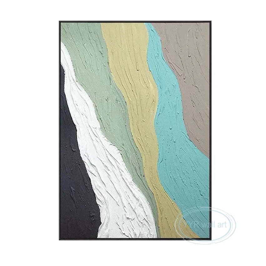 Colorful Textured Canvas Poster Abstract Wall Art Oil Painting Handmade Acrylic Mural Living Room Bedroom Aisle Decor Picture Peaceful Pleasures Health and Wellness No frame 90cmx180cm