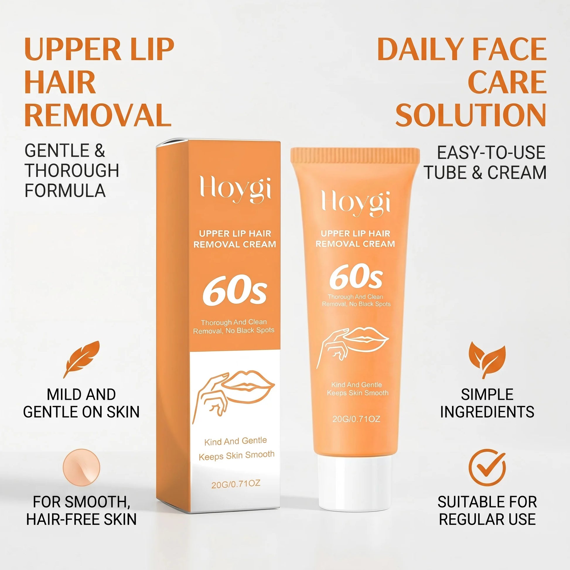 Upper Lip Hair Removal Cream Painless Hair Growth Inhibitor Facial Hair Remover for Women Smooth Upper Lip Skin Depilatory 20g Peaceful Pleasures Health and Wellness