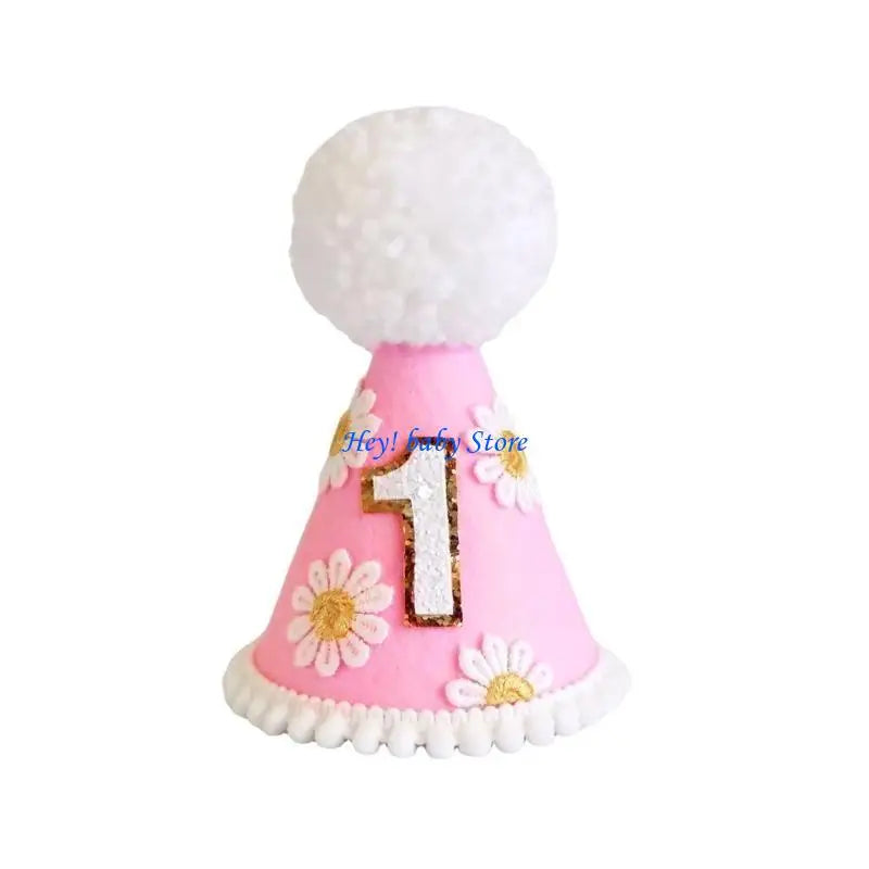 Baby 1st Birthday Felt Hat – Cute Embroidered Party Cap for Infants