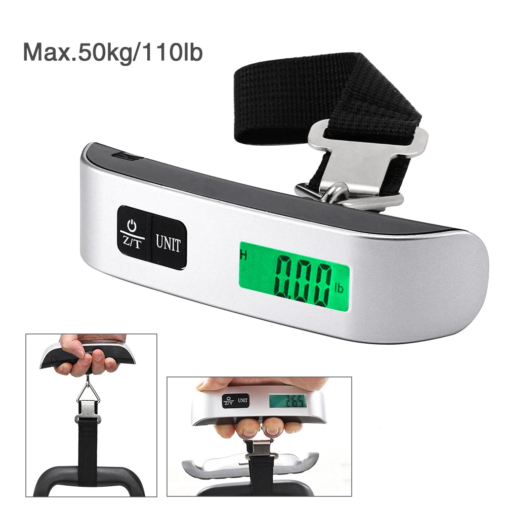 Portable Digital Luggage Scale 110lb/50kg LCD Hanging Travel Scale