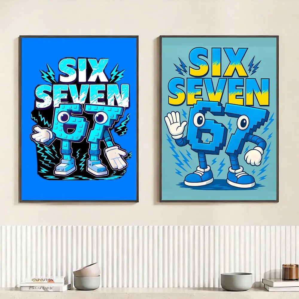 Cool 67 six seven Poster HD Self Adhesive Waterproof Wall Art Ideal for Home Office Dorm Bedroom Great Gift Peaceful Pleasures Health and Wellness