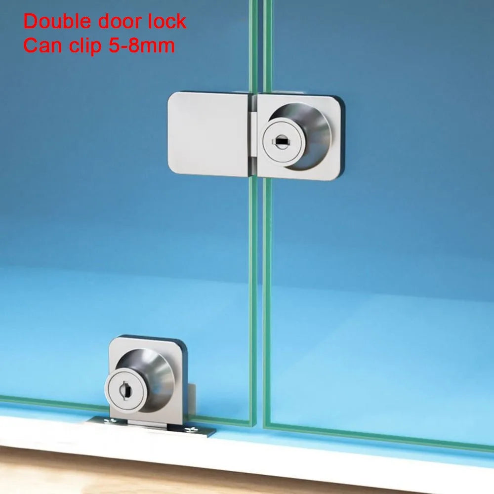 Double Open Glass Cabinet Door Lock – Zinc Alloy Security Lockset