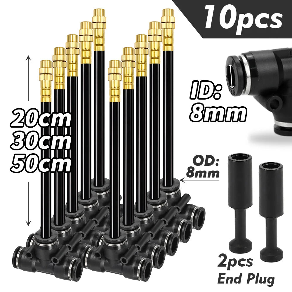 20/30/50cm 360° Bend Brass Misting Nozzles 6/8/10/12mm Quick Connect Garden Irrigation Auto Watering Adjustable Atomizer Sprayer Peaceful Pleasures Health and Wellness for 8mm Tube 20cm