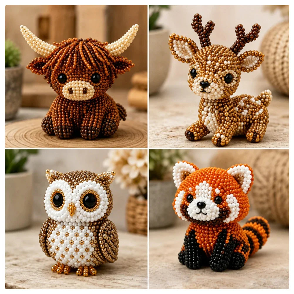 3D Beaded Animal Craft Kit – DIY Bead Pet Keychain Making Set