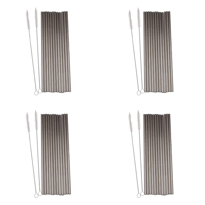 A36T-Set Of 48, Stainless Steel Straws, Reusable Metal Drinking Straws, Straight Straws + 8 Cleaning Brushes Peaceful Pleasures Health and Wellness