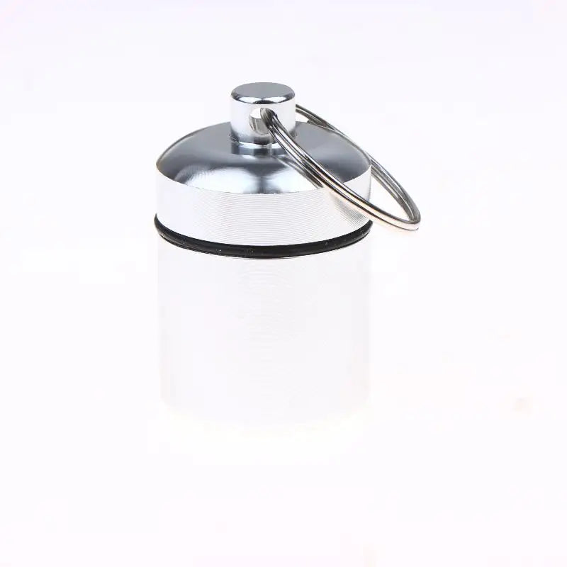 Aluminum Alloy Mini Pill Case Keychain Portable Waterproof Medicine Organizer for Hiking Travel Easy Carry Peaceful Pleasures Health and Wellness Silver