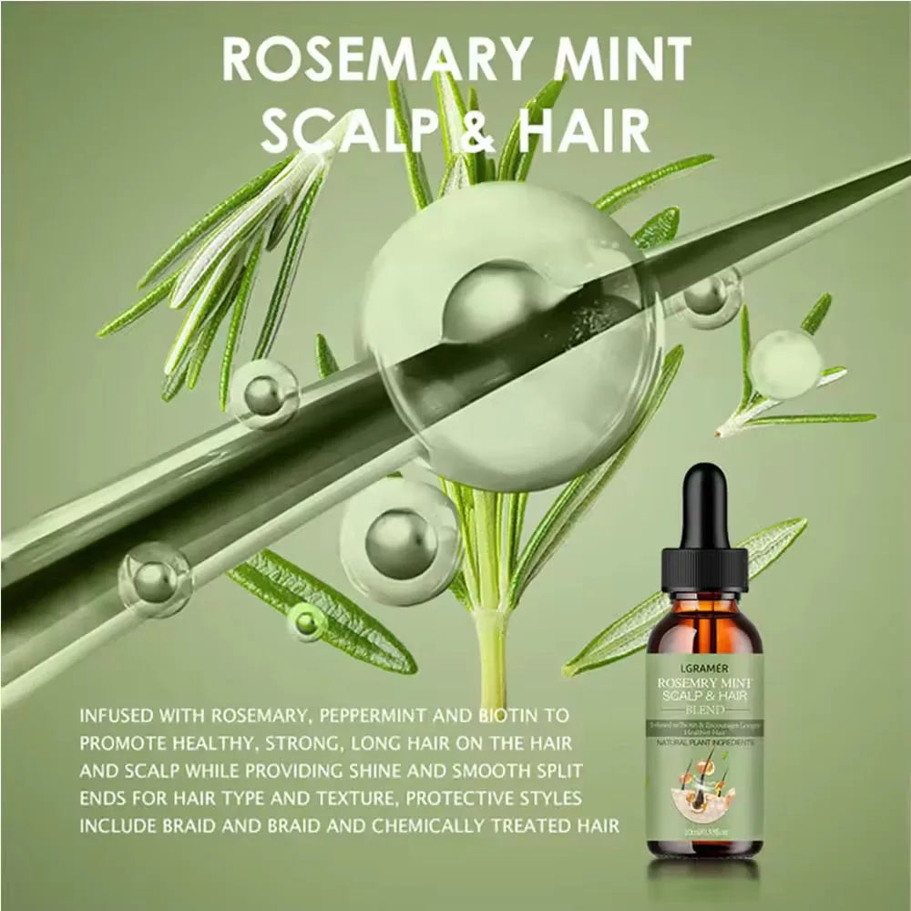 Hair Growth Oil Organic Peppermint Rosemary Scalp Strengthening Oil Nourishing Care Anti-split Ends and Hair Loss Hair Oil Set Peaceful Pleasures Health and Wellness