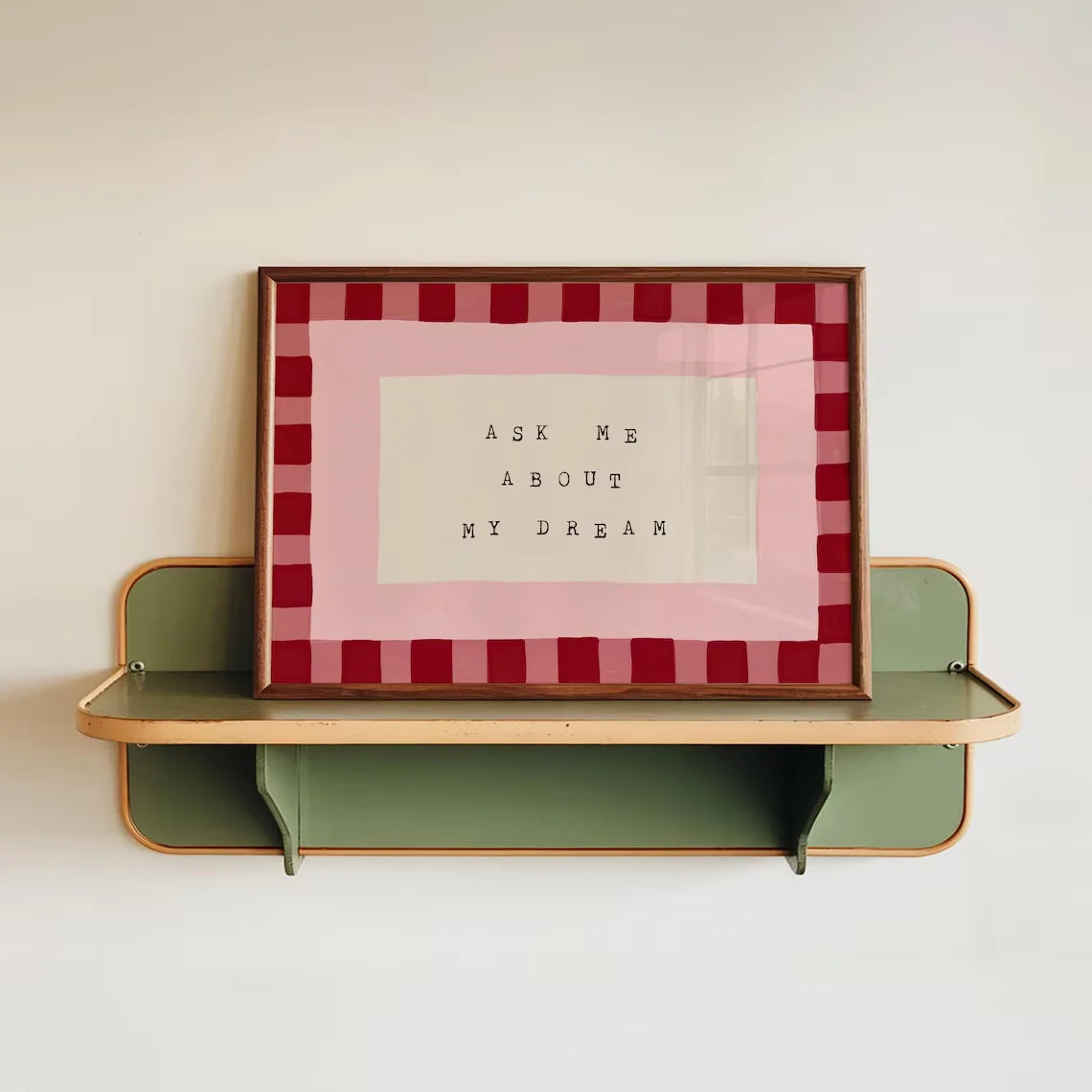 Retro Checkered Bedroom Canvas Wall Art | Mid-Century Print