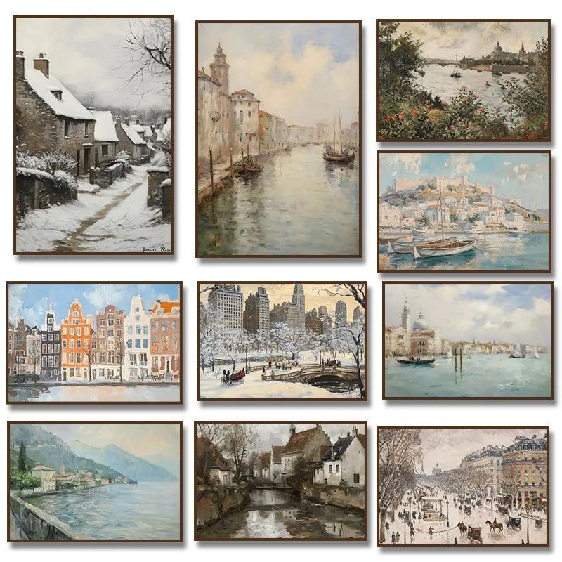 Seine River Paris Venice Canvas Wall Art | European Landscape