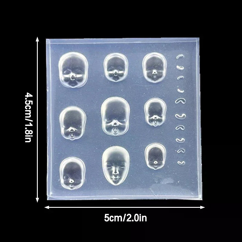 Cartoon Human Face Doll 3D Silicone Nail Mold Hand Engraving Mold Nail Art Decorations Silicone Fashion Manicure Mold Accessory Peaceful Pleasures Health and Wellness
