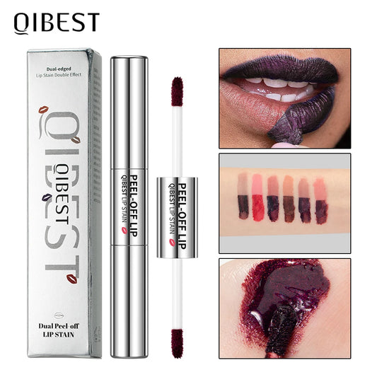 QIBEST Double Head Peel Off Lip Stain Long Lasting Waterproof Pink Lip Tint Transfer Proof Non-stick Cup Natural Lipgloss Makeup Peaceful Pleasures Health and Wellness