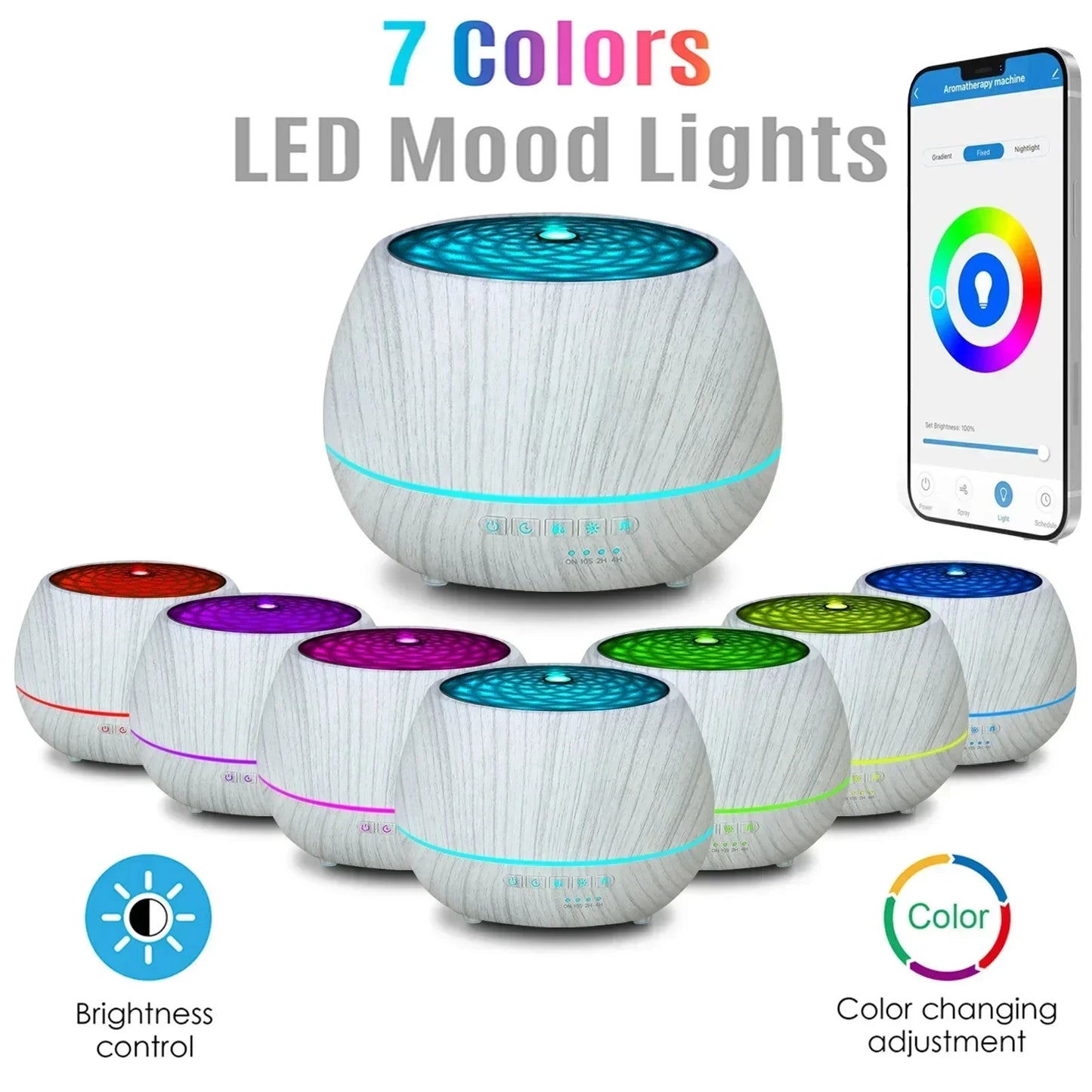 Tuya Smart WiFi Humidifier Aromatherapy Essential Oil Diffuser 500mL 7 Color LED Night Light Work for Alexa Google Home Peaceful Pleasures Health and Wellness