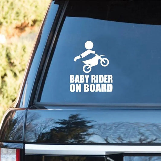 16cm x 14cm BABY RIDER ON BOARD Car Bumper Truck Sticker Funny Warning Decal Peaceful Pleasures Health and Wellness black