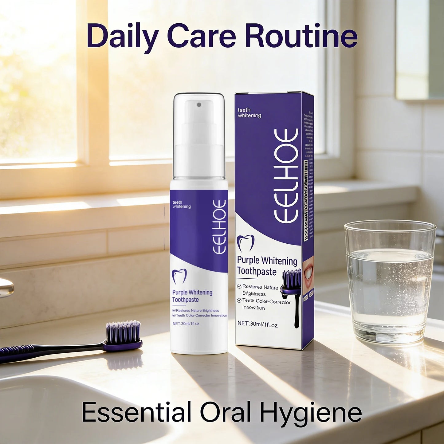 Eelhoe Purple Whitening Toothpaste | Remove Plaque & Stains 30ml Whitening Toothpaste Peaceful Pleasures Health and Wellness