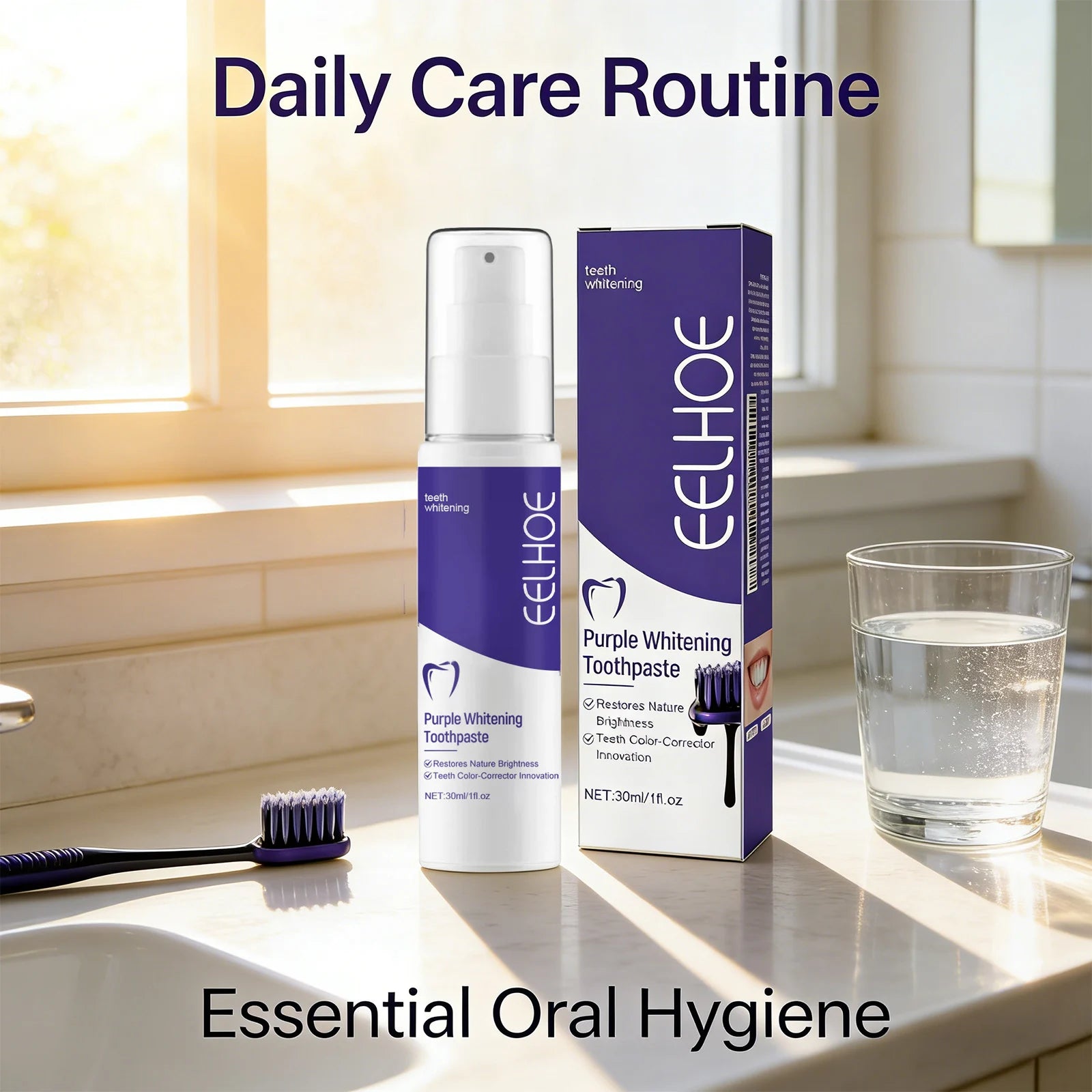 Eelhoe Purple Whitening Toothpaste | Remove Plaque & Stains 30ml Whitening Toothpaste Peaceful Pleasures Health and Wellness