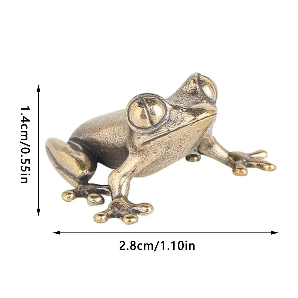 Solid Brass Frog Figurine | Desktop & Garden Ornament