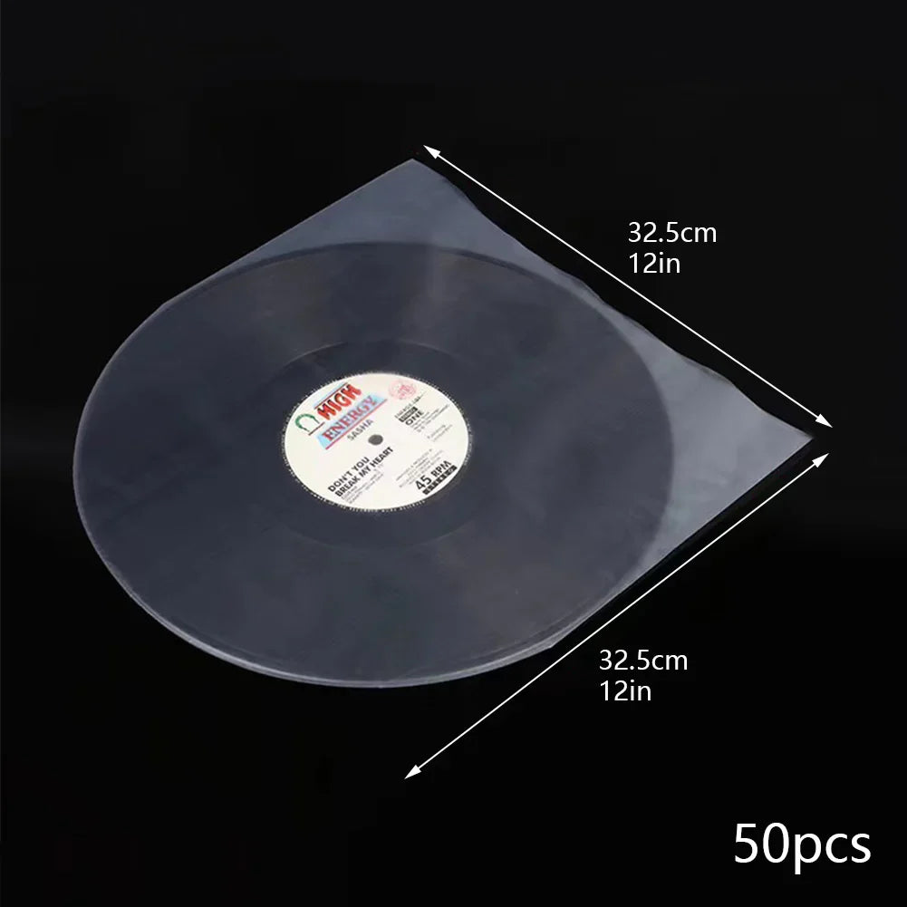 50Pcs Anti-Static Vinyl Record Sleeves – 7, 10 & 12 Inch LP Bags