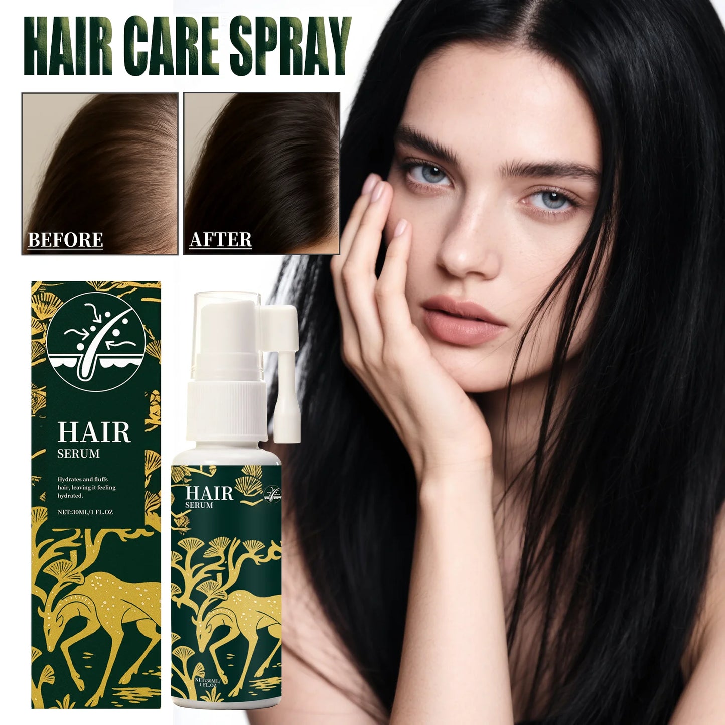 Hair Care Spray Volumizing Hair Treatment Anti Frizz Static Control Moisturizing Spray Scalp Nourishing Essence Hair Hydration Peaceful Pleasures Health and Wellness