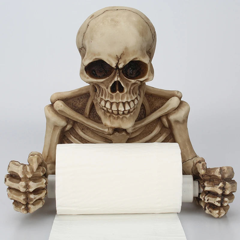Skull Toilet Paper Holder Creative Wall Mounted Waterproof Rack Bathroom For Halloween Decoration Peaceful Pleasures Health and Wellness