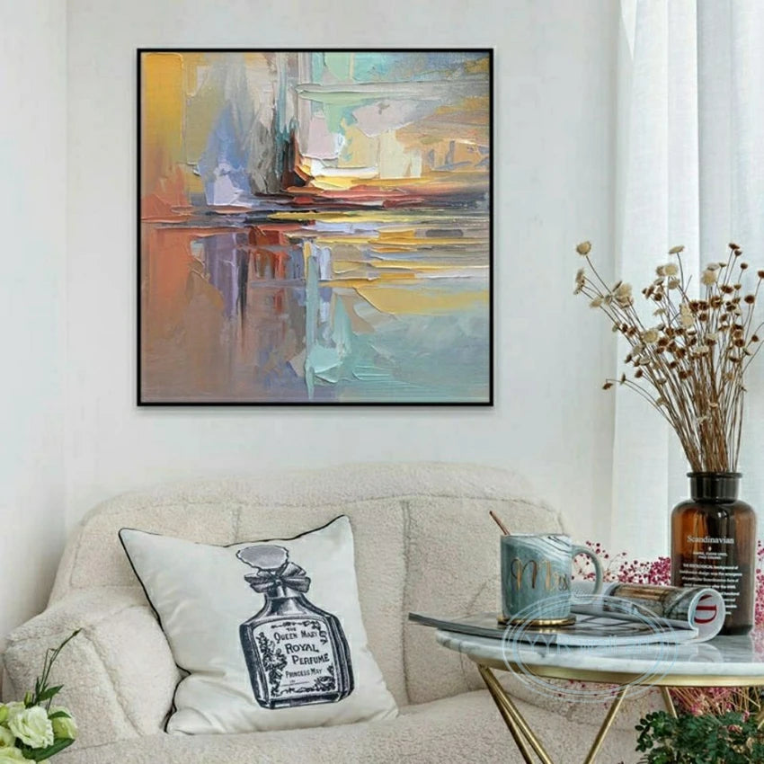 Abstract Art Oil Painting Handmade Canvas Hanging Poster Modern Combination Decorative Mural For Living Room Bedroom Restaurant Peaceful Pleasures Health and Wellness