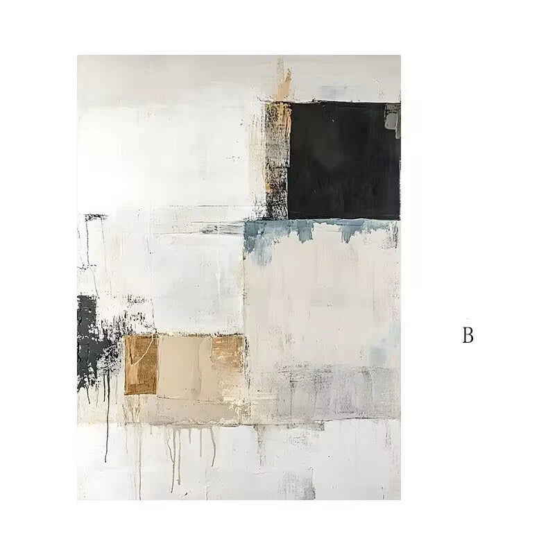 Abstract Hand Drawn Black White Gray Artistic Texture Hanging Painting,Modern Frameless Canvas Oil Painting,Hanging on Sofa Wall Peaceful Pleasures Health and Wellness No frame 100cmx180cm