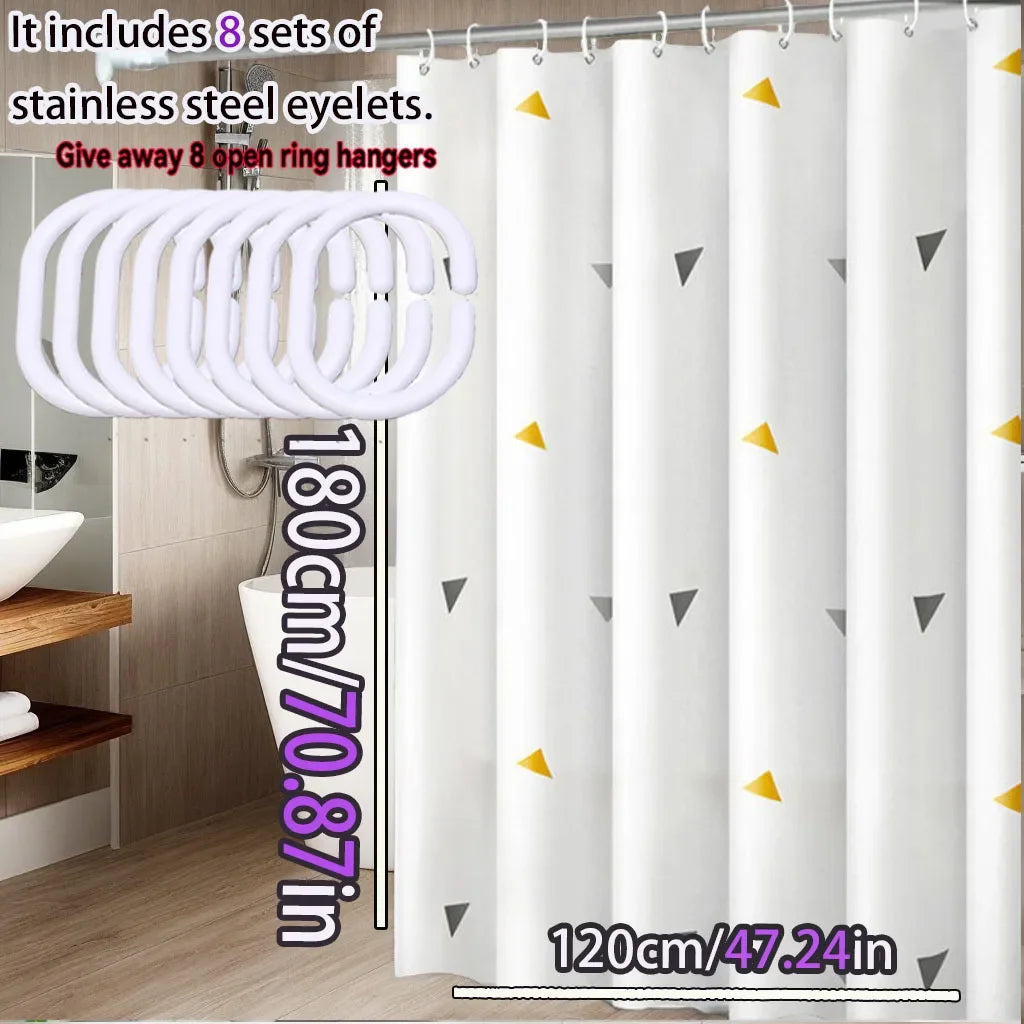 Yellow Geometric PEVA Waterproof Shower Curtain | Modern