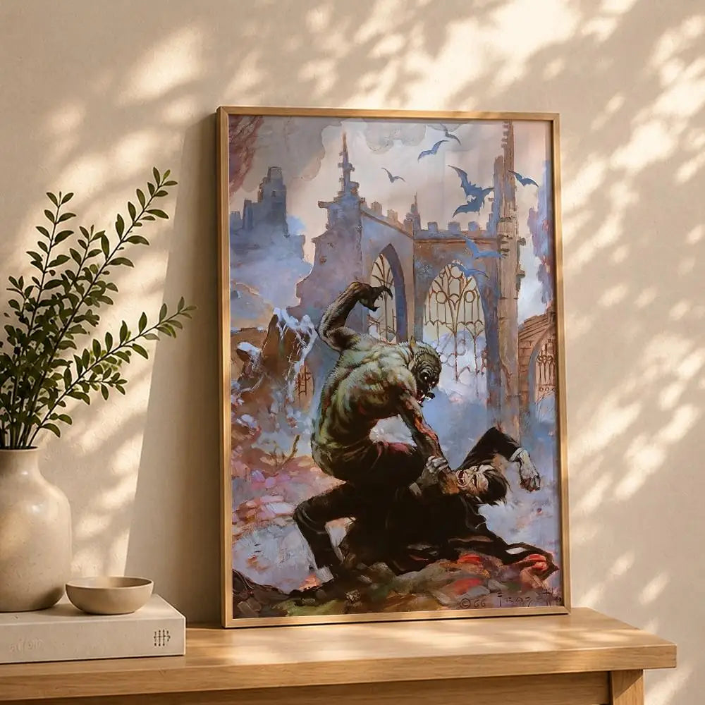 Frank Frazetta HD Poster – Self-Adhesive Waterproof Wall Art Wall Art Poster Peaceful Pleasures Health and Wellness White3 15X20cmNoframe