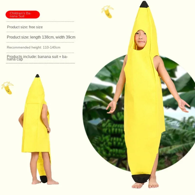 Kids Banana Costume | Halloween Fruit Outfit & Parent-Child Set