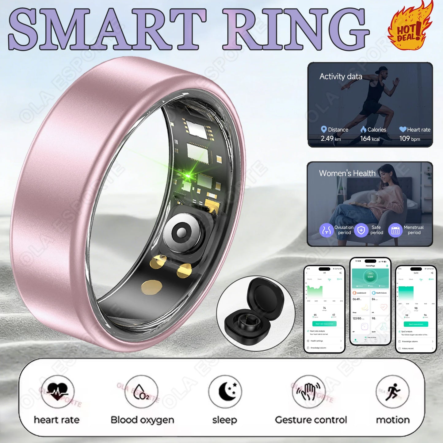 R10 Smart Ring with Charging Case for Men Women, Health and Sleep Monitor, 5ATM Waterproof, Multi-sport Mode, Smartring 2026 New Peaceful Pleasures Health and Wellness