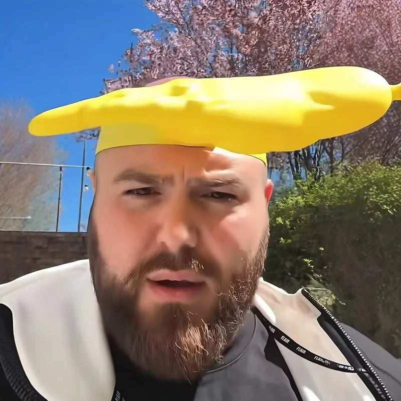 Funny Big Yellow Sun Hat | Creative Hand Visor for Selfies