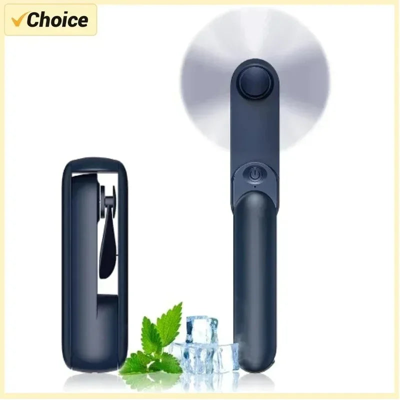 2000mAh Mini Portable USB Rechargeable Cooling Fan Collapsible Foldable Quiet Handheld Desktop with Power Bank for Office Home Peaceful Pleasures Health and Wellness