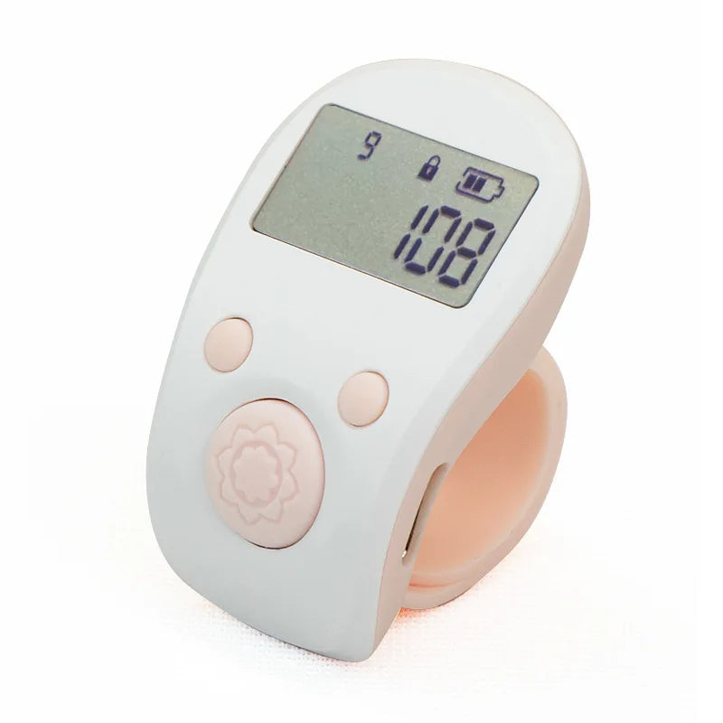 Multifunctional Luminous Ring-Type Counter Digital Display Rechargeable Counter Clicker, Manual Charging, Intelligent Electronic Peaceful Pleasures Health and Wellness PINK