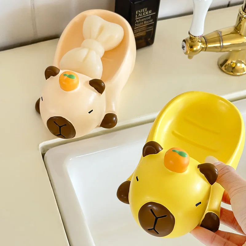 2026 New Creative Capibala Soap Box, Draining Soap Storage Rack, Household Sink, No Water Accumulation, Cartoon Cute Soap Dish Y Peaceful Pleasures Health and Wellness
