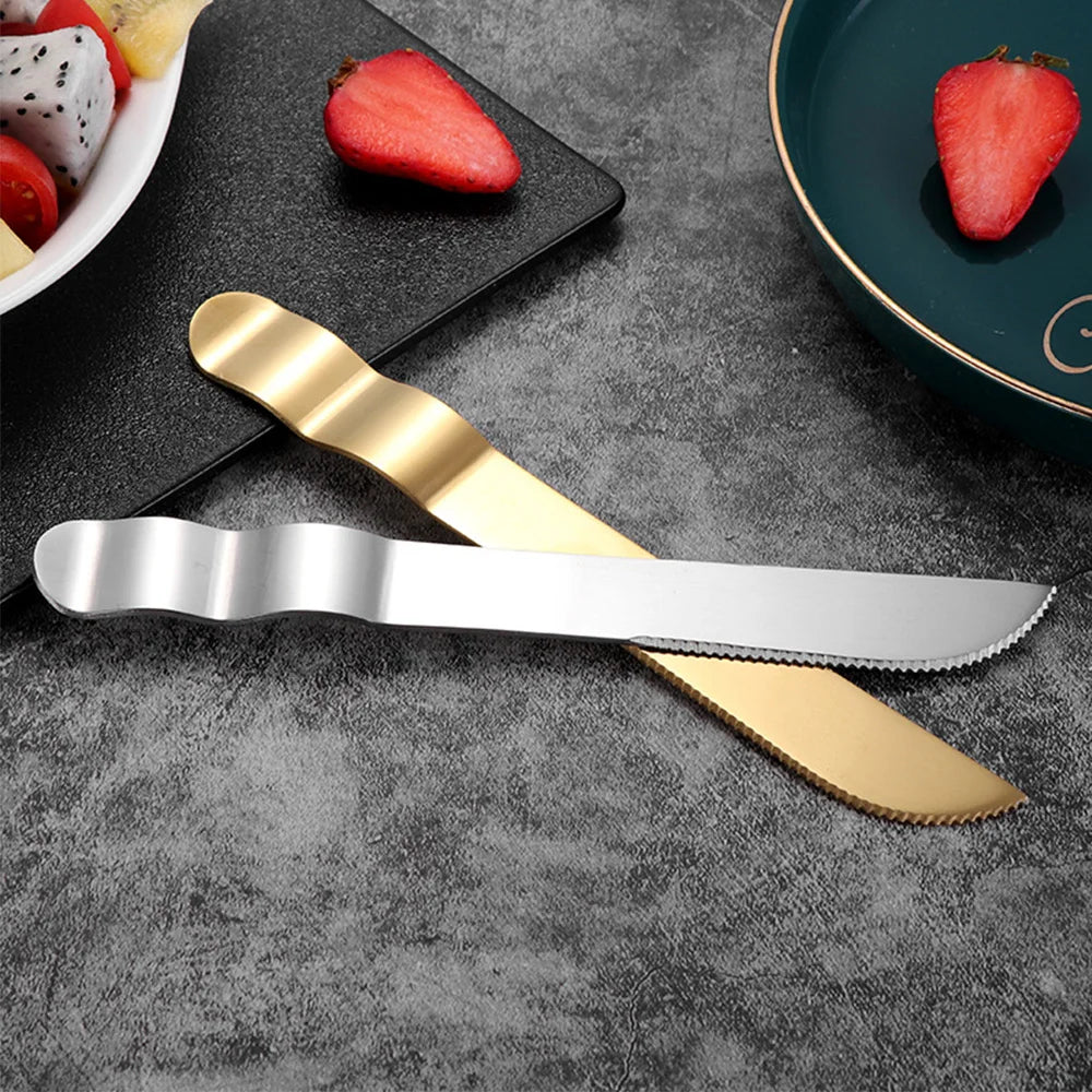 8-Piece Rose Gold Stainless Steel Cake Server & Knife Set – Wedding, Birthday & Pastry Tools