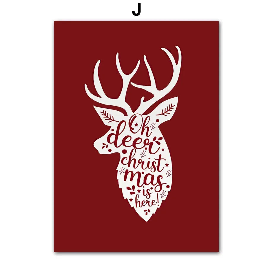 Nordic Christmas Canvas Wall Art – Tree, Deer & Vintage Car Canvas Wall Art Peaceful Pleasures Health and Wellness J 50x70cm Unframed