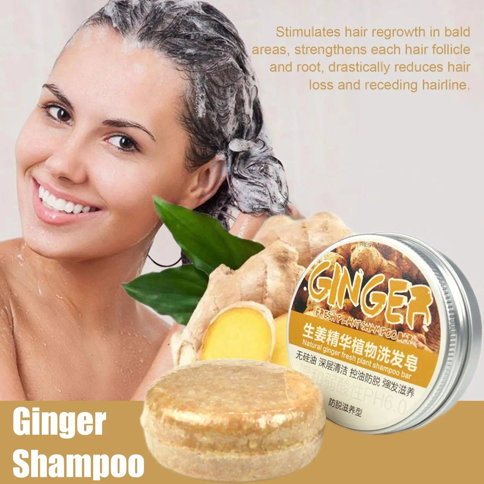 Ginger Polygonum Soap Shampoo Soap Cold Processed Soap Hair Shampoo Bar Pure Plant Hair Shampoos Hair Care Peaceful Pleasures Health and Wellness