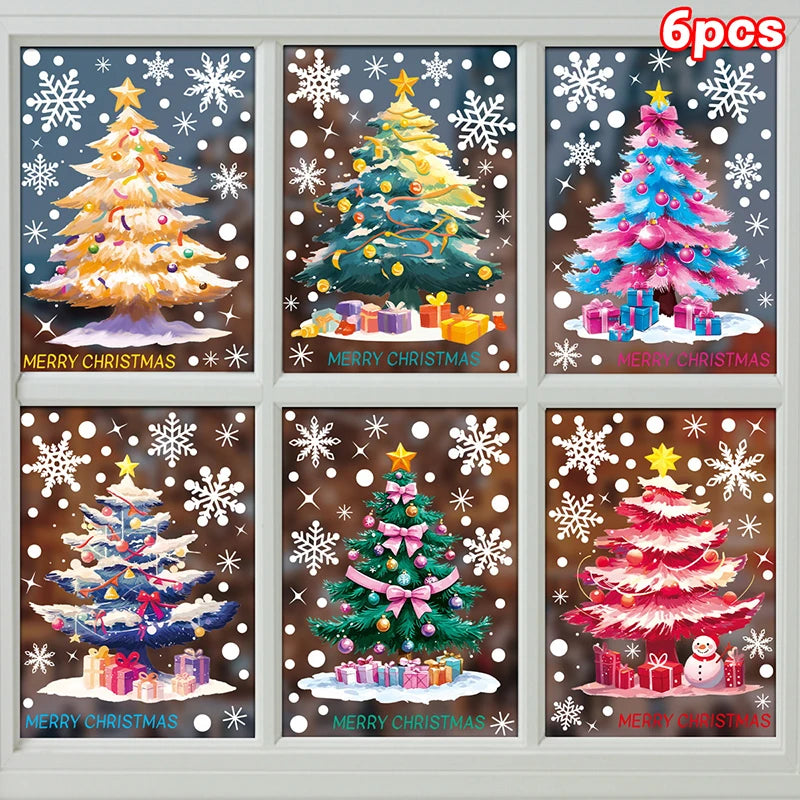 Christmas Window Clings – Tree, Snowman & Snowflake Decals