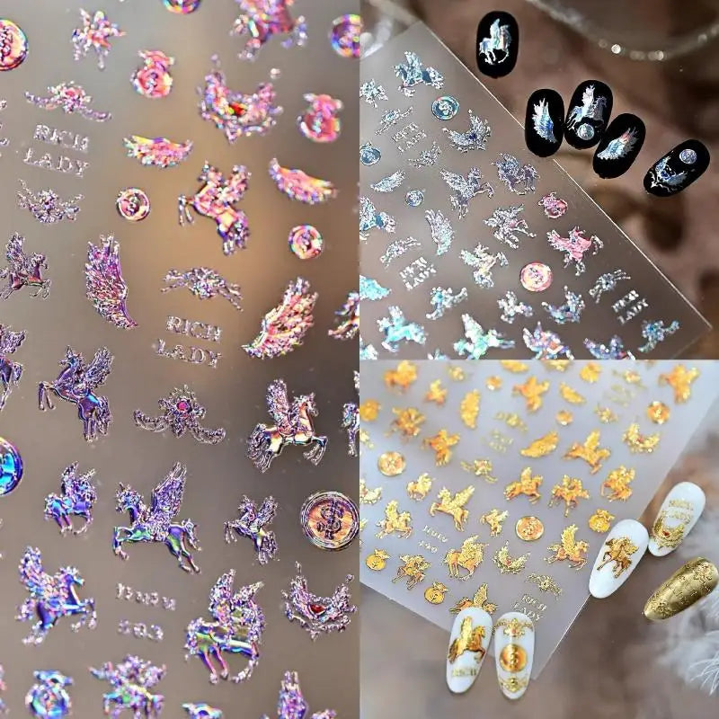 Light Luxury Dreamy Pony Nail Art Stickers Cartoon Year Of The Horse Nail Art Decals New Year DIY Nail Art Decoration Peaceful Pleasures Health and Wellness