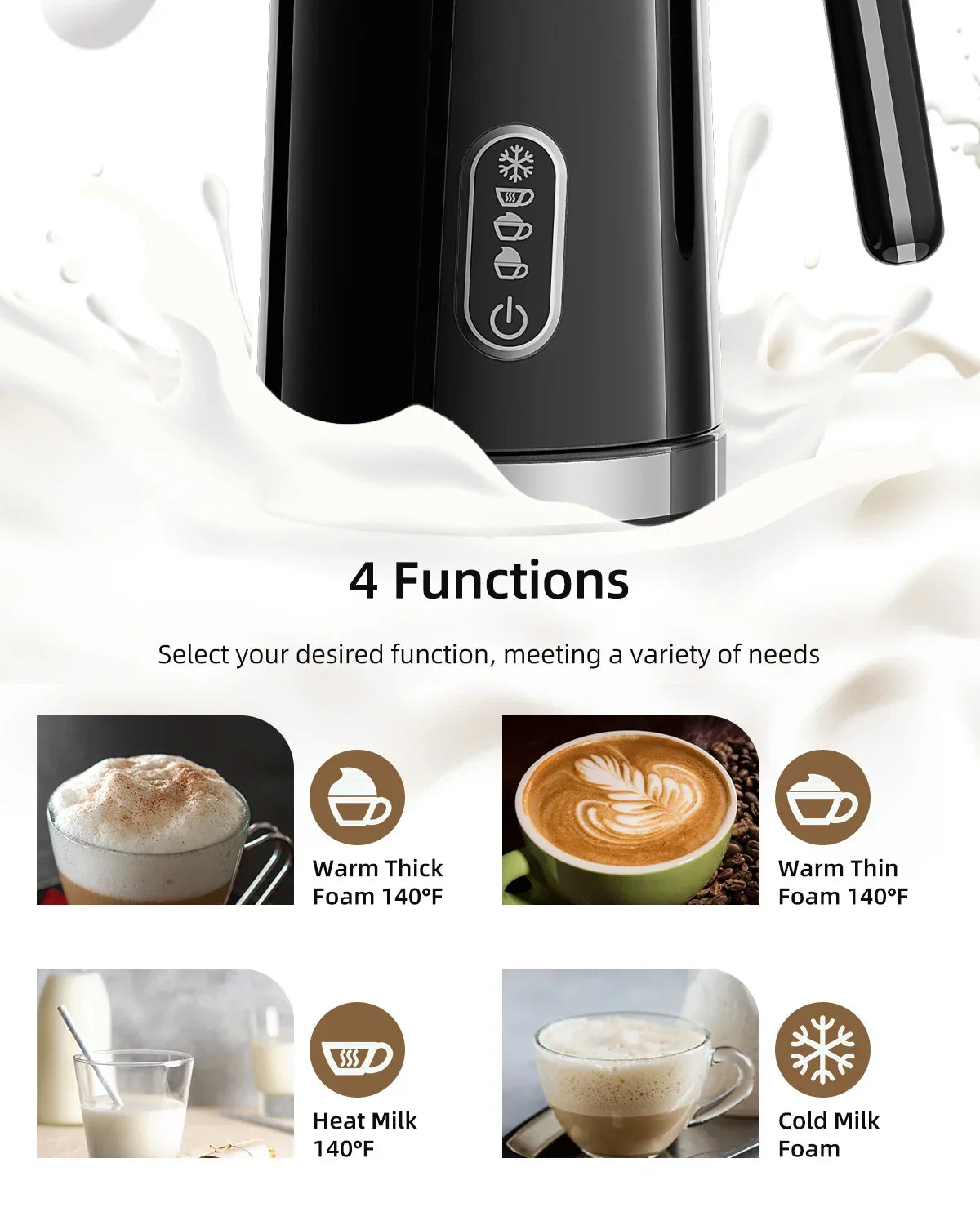 BioloMix 4-in-1 Automatic Milk Frother & Warmer 500W Milk Frother Peaceful Pleasures Health and Wellness