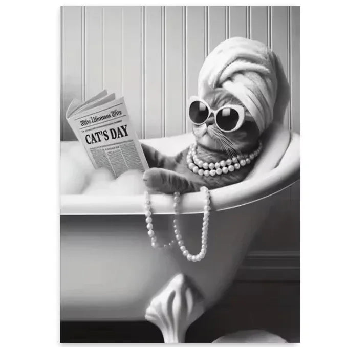 Funny Otter Toilet Paper Canvas Wall Art | Bathroom Poster