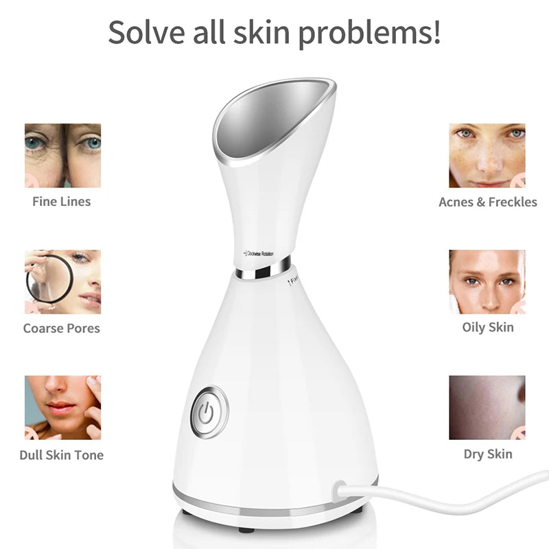 Salon Professional Spa Private Label Electric Hot Warm Mist Ionic Nano Portable Mini Face Facial Steamer Peaceful Pleasures Health and Wellness