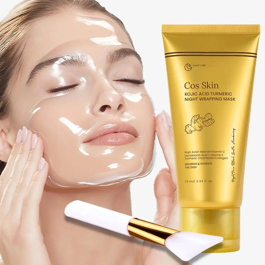 Kojic Acid & Turmeric Overnight Wrapping Peel-Off Mask – 75ml Brightening, Firming & Hydrating Night Mask Peaceful Pleasures Health and Wellness